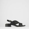 Mujer Barca | Sandalias De Tacon Tacon 5 Cm Piel Negra