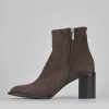 Mujer Barca | Botines Tacon Tacon 7 Cm Ante Marron Oscuro