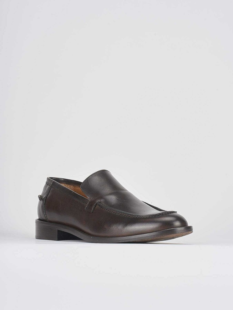 Hombre Barca | Mocasines Piel Marron Oscuro