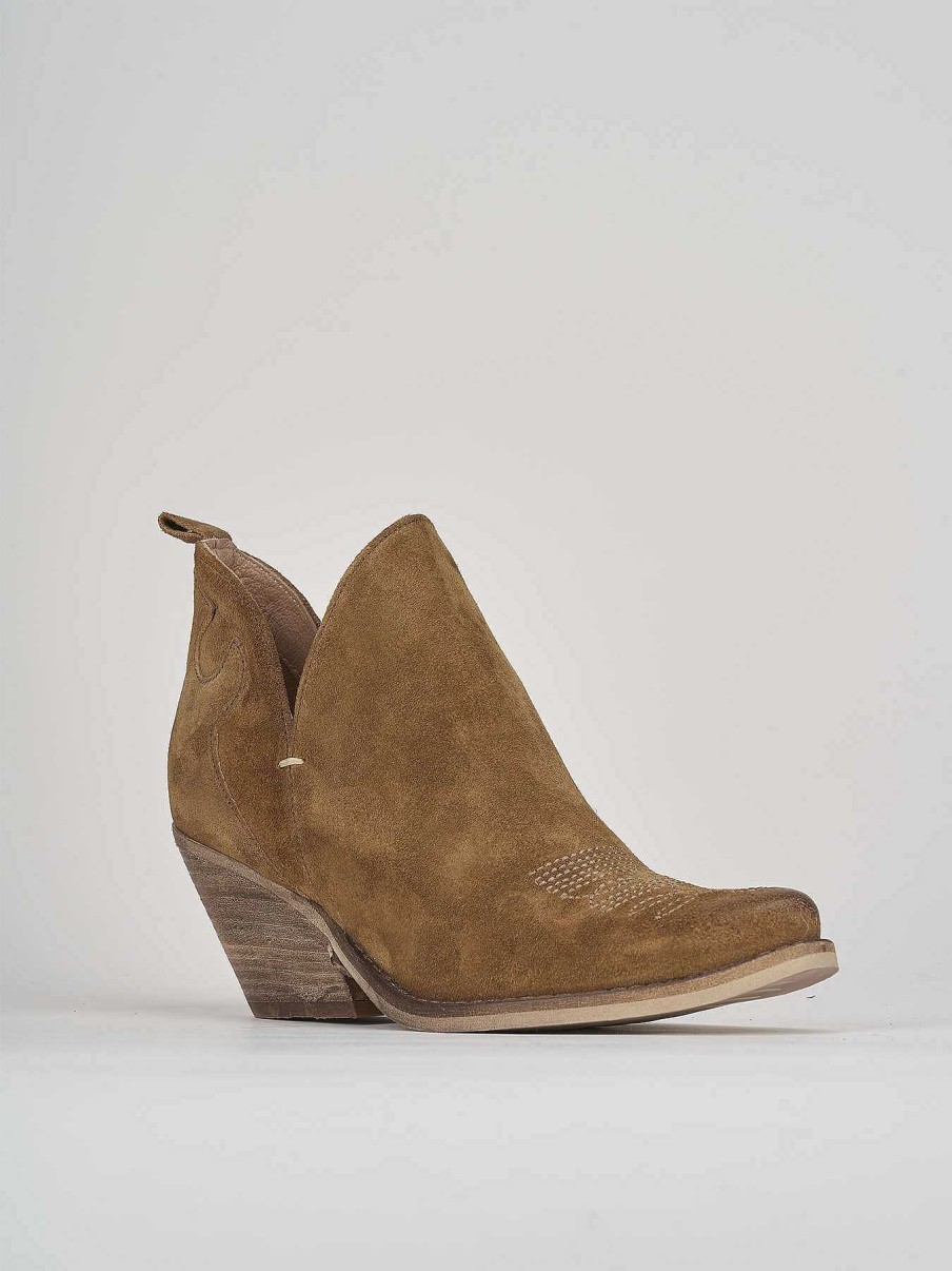 Mujer Barca | Botines Tacon Tacon 6 Cm Ante Beige