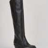 Mujer Barca | Botas Tacon Bajo Tacon 4 Cm Piel Negra