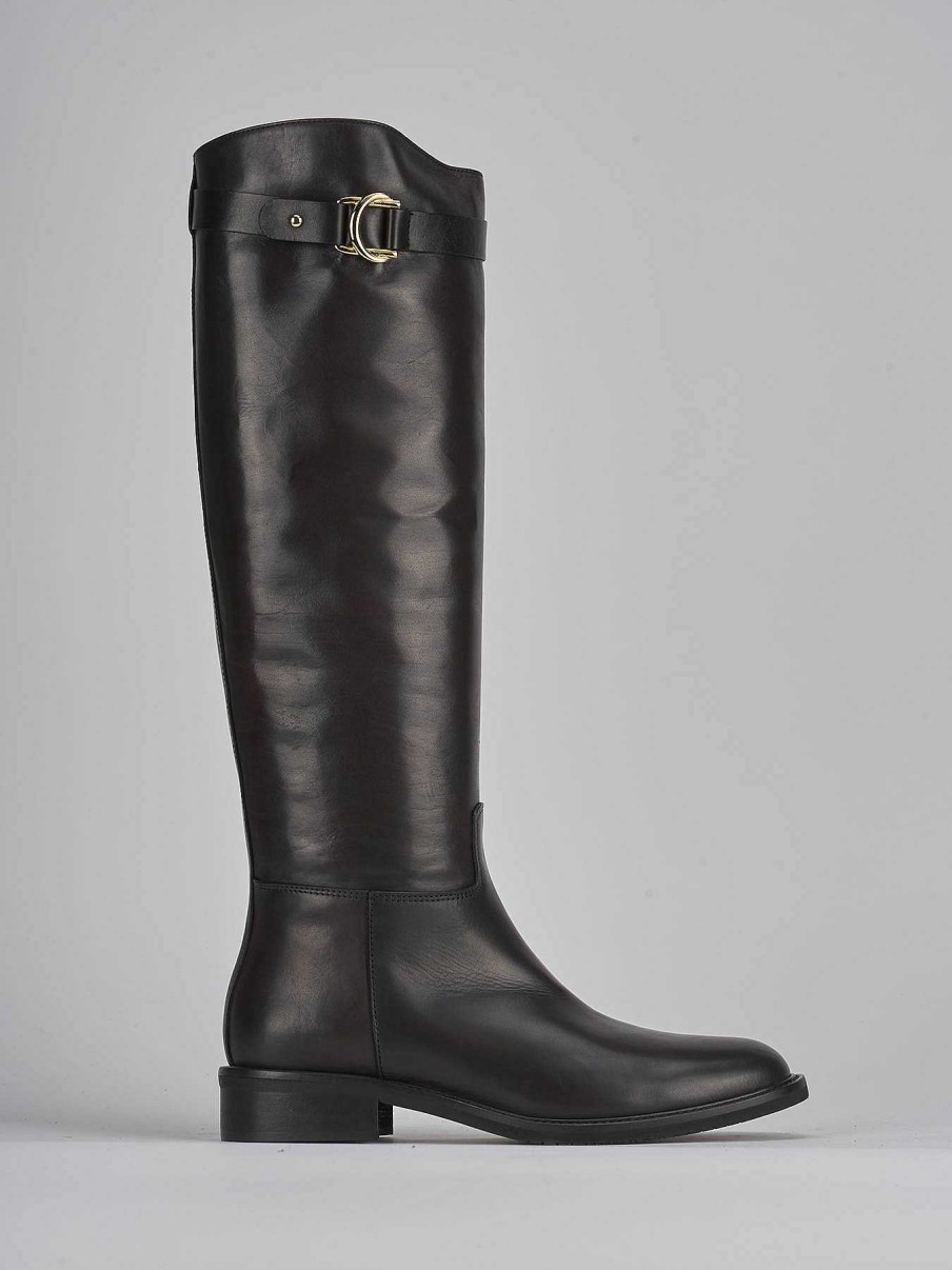 Mujer Barca | Botas Tacon Bajo Tacon 3 Cm Piel Marron Oscuro