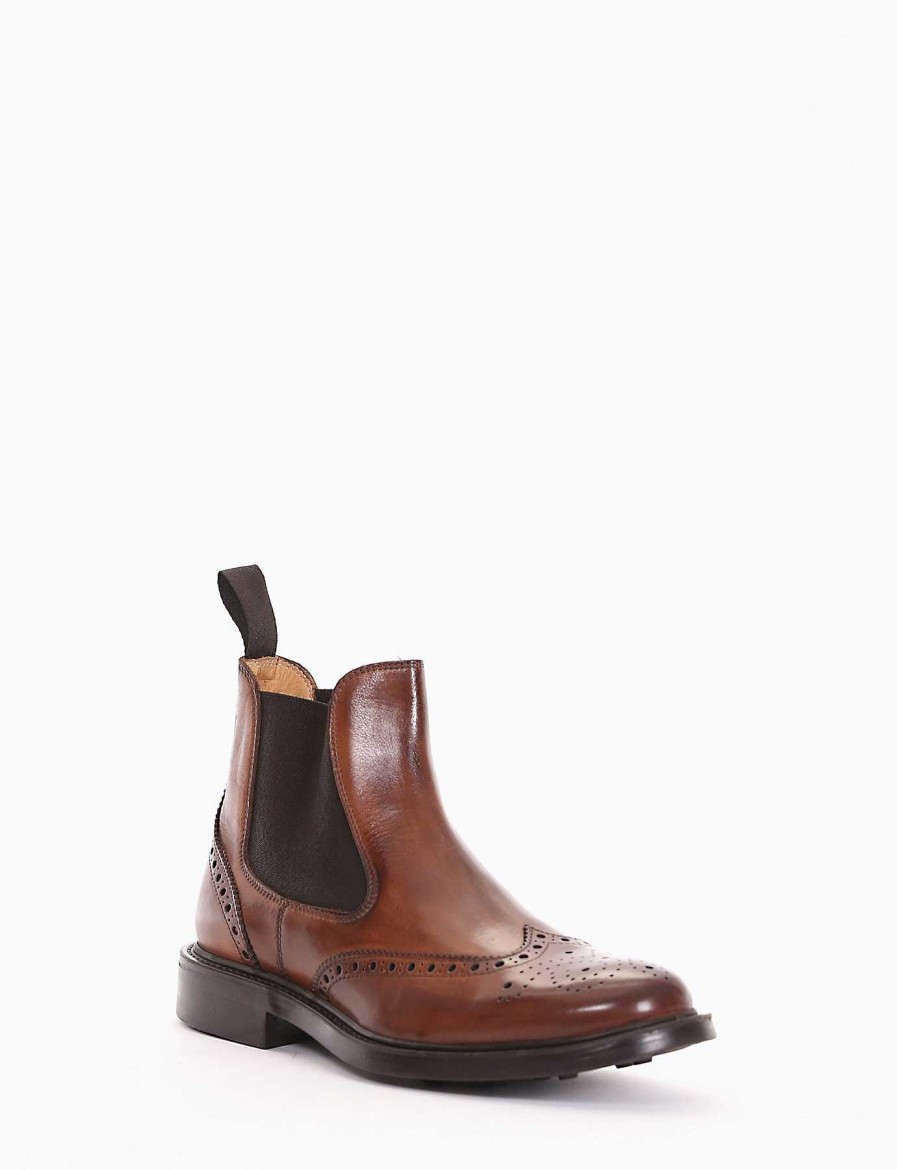 Hombre Barca | Botines Tacon 2 Cm Piel Marron