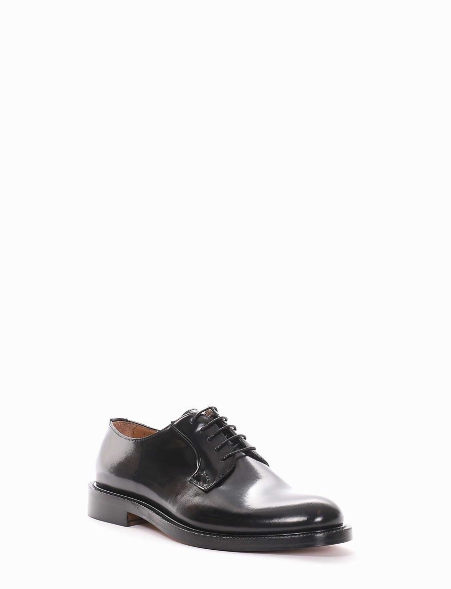 Hombre Barca | Zapatos Con Cordones Tacon 2 Cm Negro Cepillado