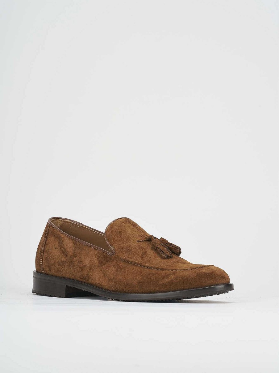 Hombre Barca | Mocasin Tacon 1 Cm Ante Marron.