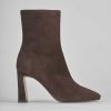 Mujer Barca | Botines Tacon Tacon 9 Cm Gamuza Marron Oscuro