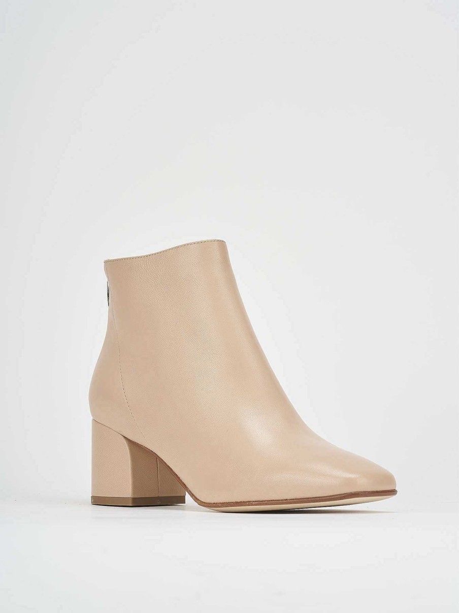 Mujer Barca | Botines Tacon Tacon 5 Cm Piel Beige