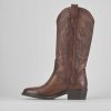 Mujer Barca | Botas Tacon Bajo Tacon 4 Cm Piel Marron