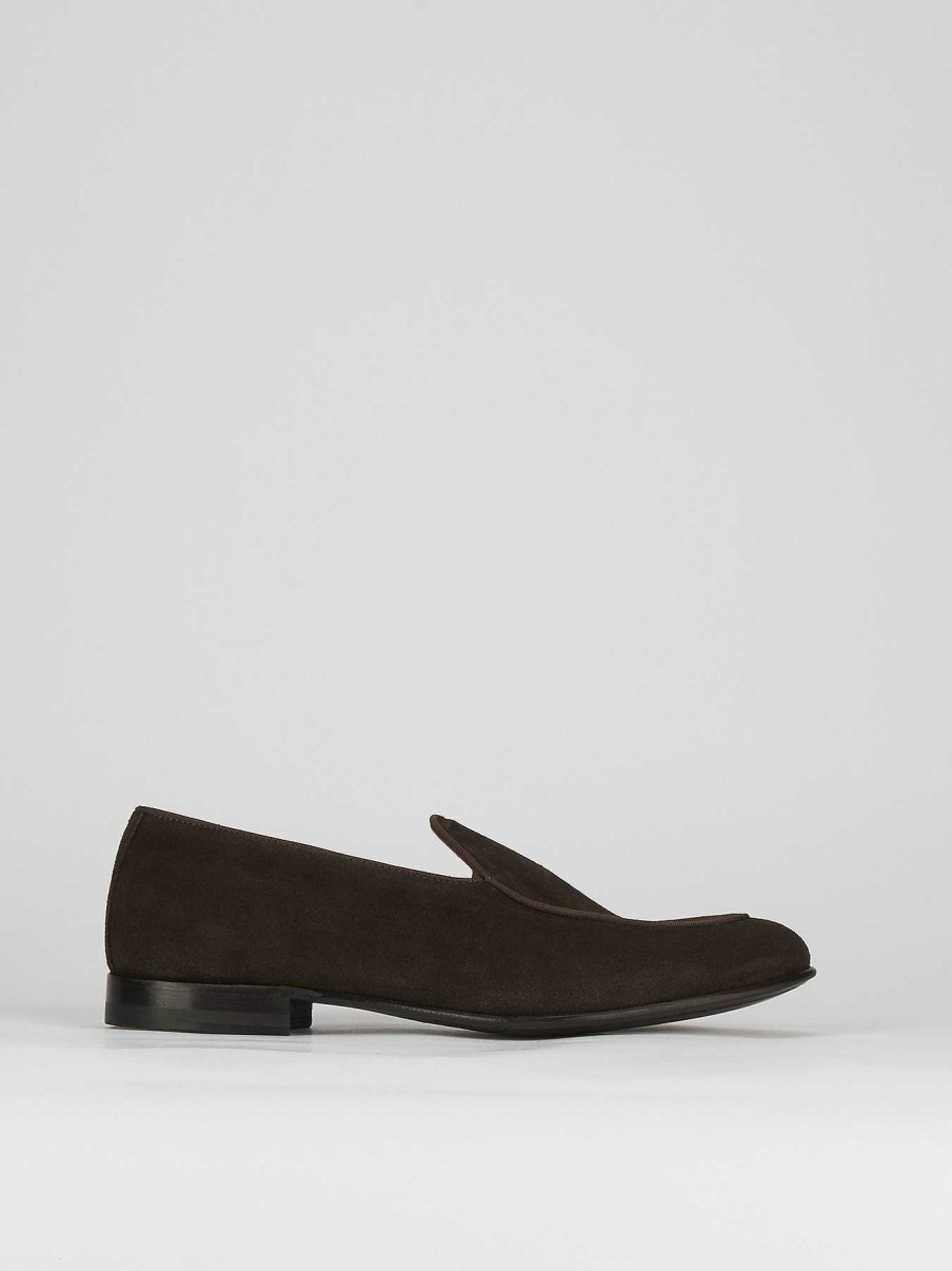 Hombre Barca | Mocasines Tacon 2 Cm Gamuza Marron Oscuro