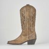 Mujer Barca | Botas Tacon Bajo Tacon 3 Cm Ante Beige