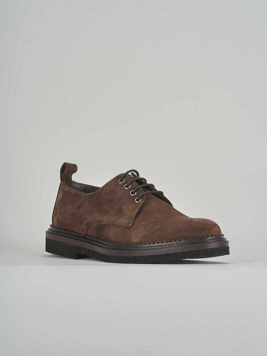 Hombre Barca | Zapatos Con Cordones Ante Marron