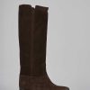 Mujer Barca | Botas Tacon Bajo Tacon 2 Cm Ante Marron Oscuro