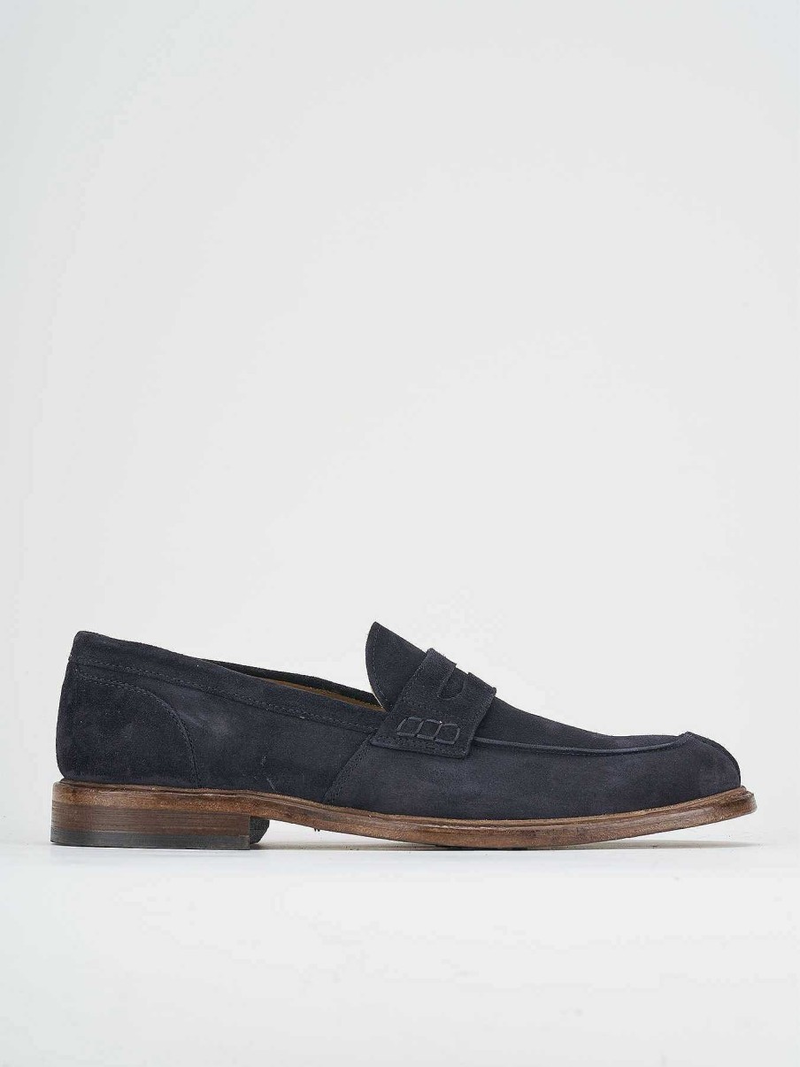 Hombre Barca | Mocasines Tacon 1 Cm Ante Azul