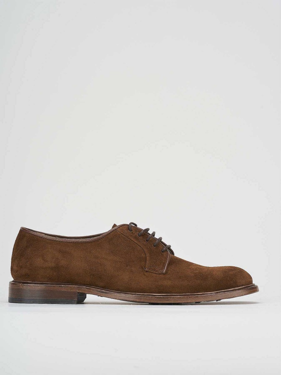 Hombre Barca | Zapatos Con Cordones Tacon 1 Cm Ante Marron