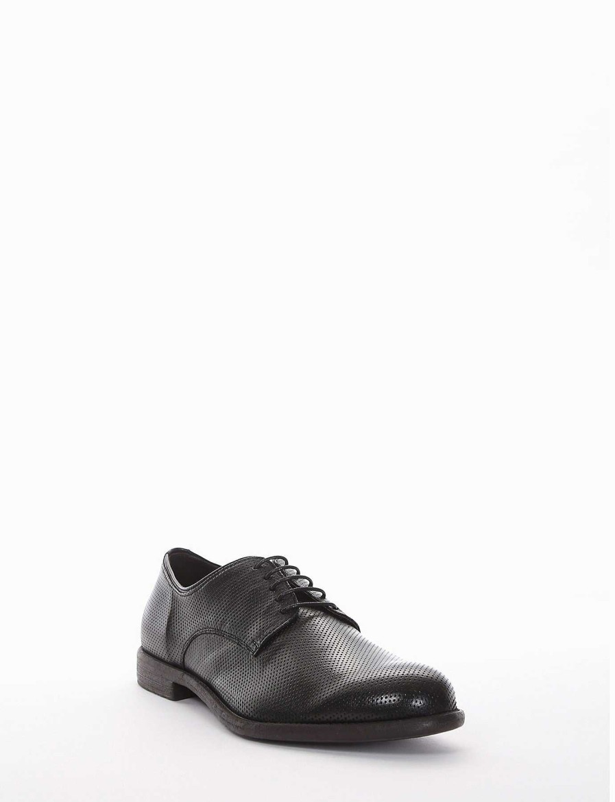 Hombre Barca | Zapatos Con Cordones Tacon 2 Cm Piel Negro