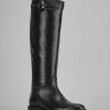 Mujer Barca | Botas Tacon Bajo Tacon 3 Cm Piel Negra