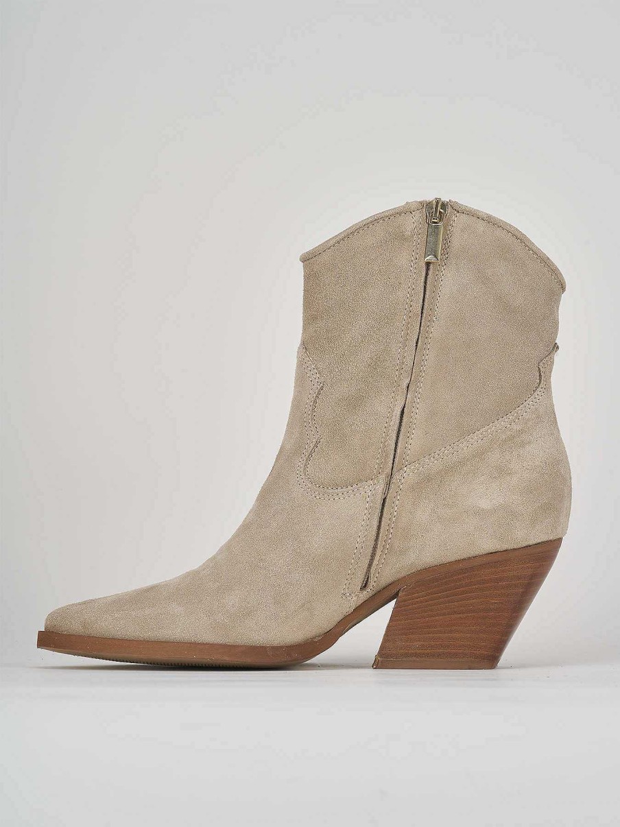 Mujer Barca | Botines Tacon Tacon 7 Cm Ante Beige