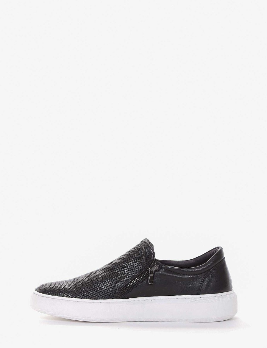 Hombre Barca | Zapatillas De Cuero Negro