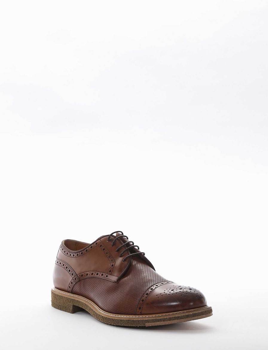 Hombre Barca | Zapatos Con Cordones Tacon 2 Cm Piel Marron