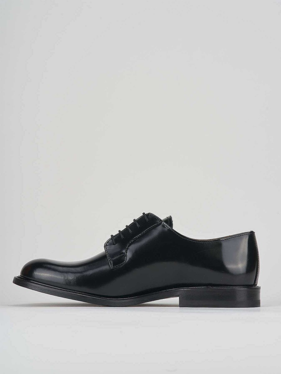 Hombre Barca | Zapatos Con Cordones Tacon 2 Cm Piel Negro