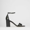 Mujer Barca | Sandalias De Tacon Tacon 7 Cm Piel Negra