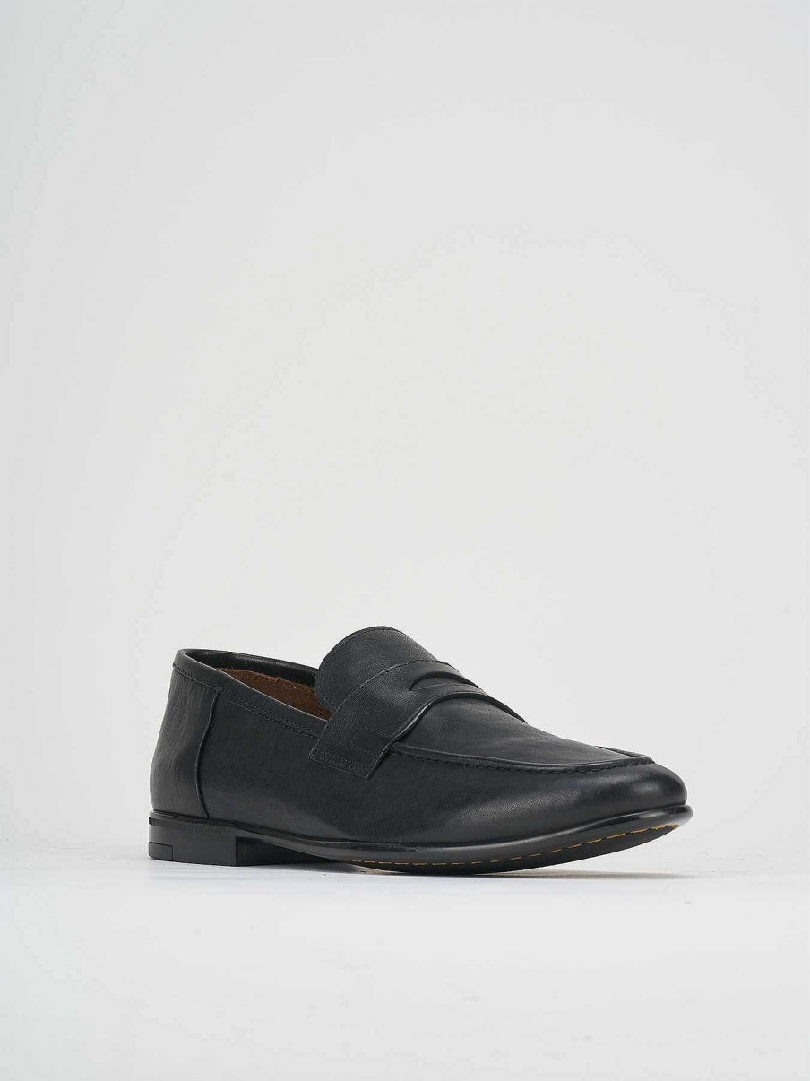 Hombre Barca | Mocasines Tacon 1 Cm Piel Negro