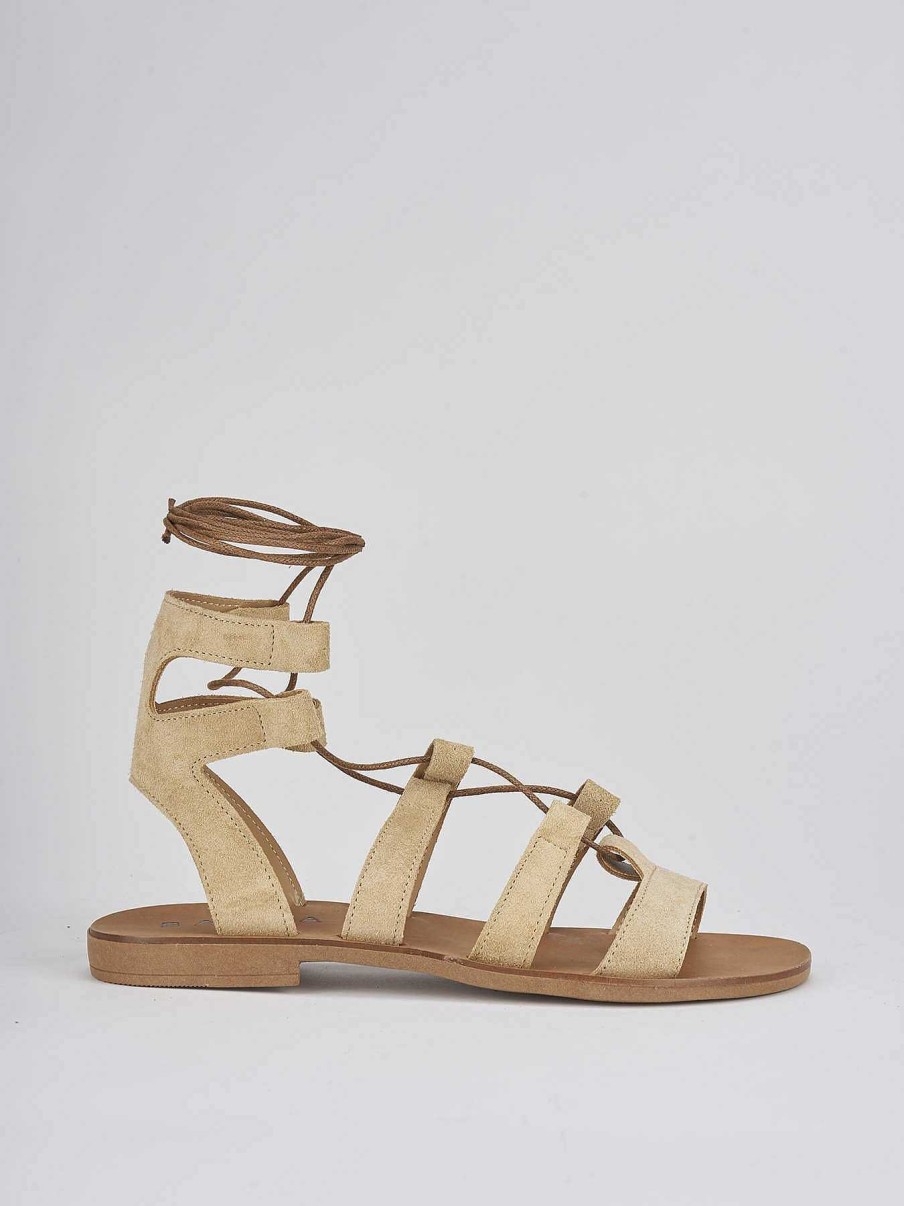 Mujer Barca | Sandalias Tacon Bajo Tacon 1 Cm Ante Beige