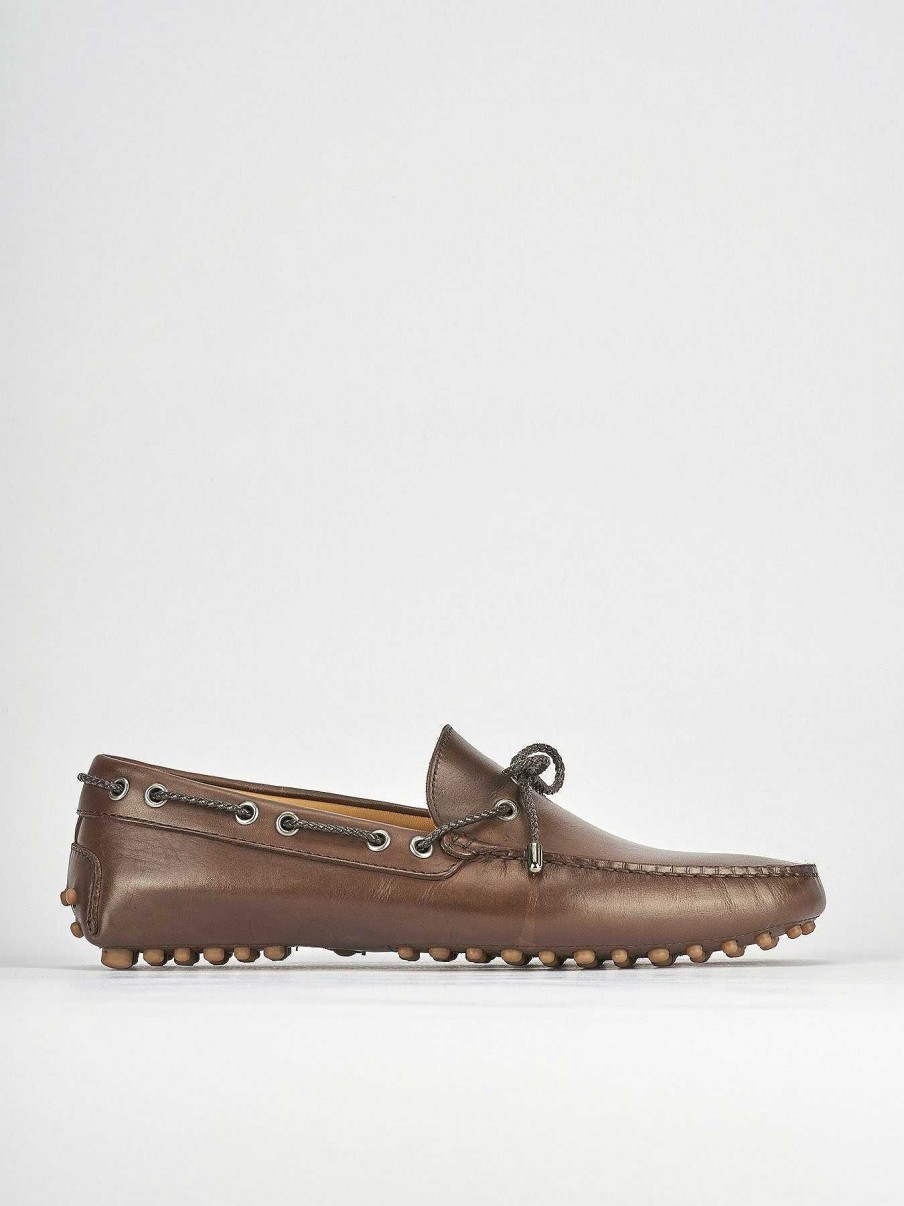 Hombre Barca | Mocasines Piel Marron Oscuro