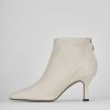 Mujer Barca | Botines Tacon Tacon 7 Cm Piel Blanca