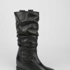 Mujer Barca | Botas Tacon Bajo Tacon 3 Cm Piel Negra