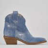 Mujer Barca | Botines Tacon Bajo Tacon 4 Cm Tejido Jeans