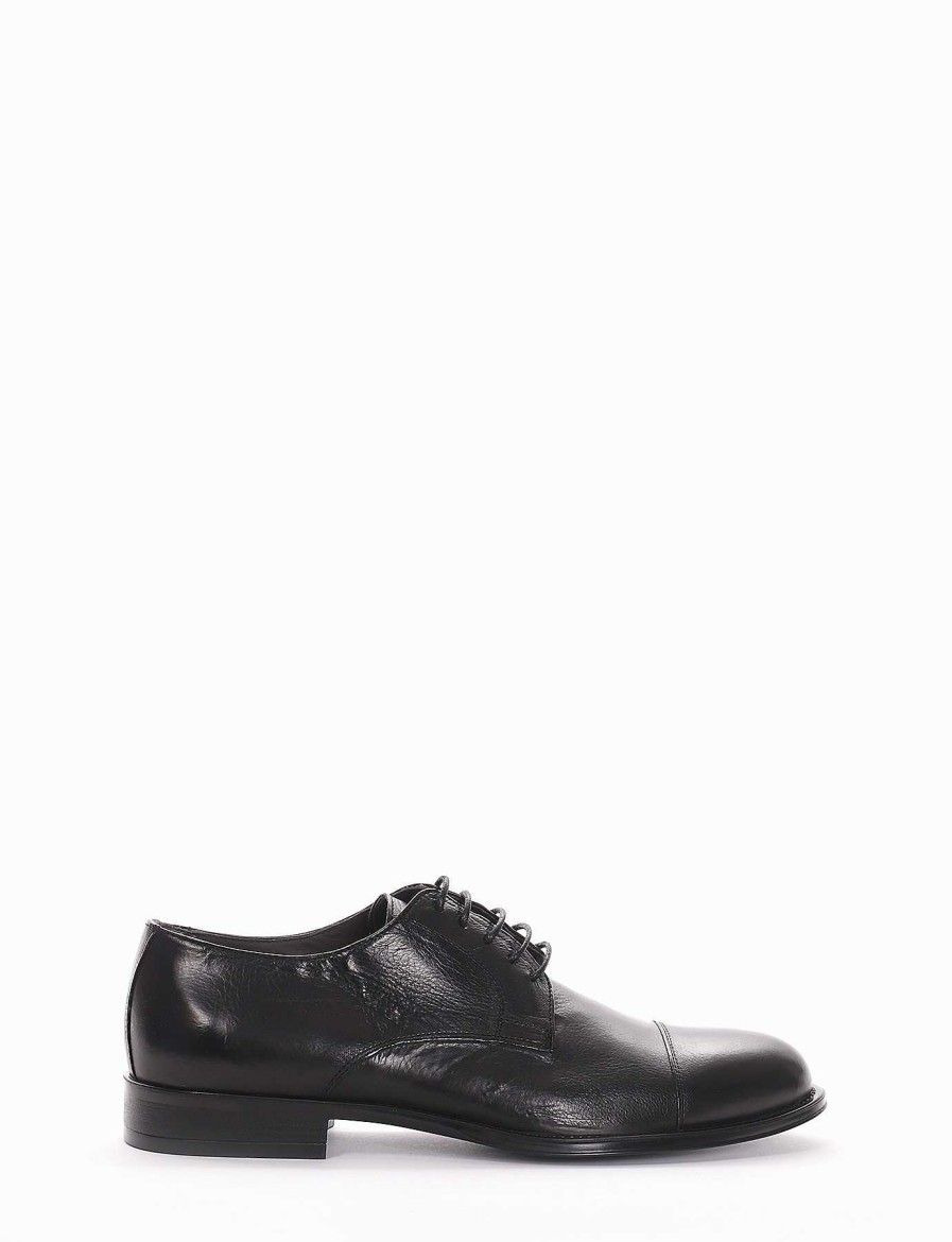 Hombre Barca | Zapatos Con Cordones Tacon 2 Cm Piel Negro