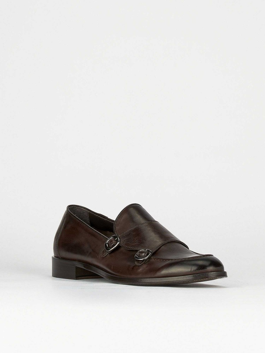 Hombre Barca | Mocasines Tacon 1 Cm Piel Marron Oscuro