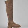 Mujer Barca | Botas Tacon Bajo Tacon 2 Cm Ante Beige