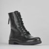 Mujer Barca | Botas Militares Tacon 2 Cm Cuero Negro