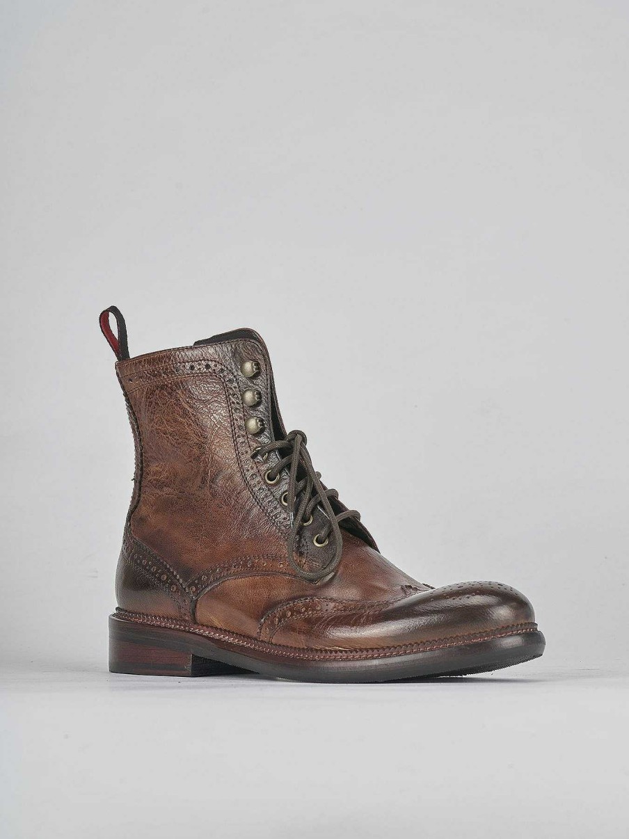 Hombre Barca | Botas Militares De Cuero Marron.