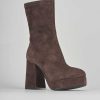 Mujer Barca | Botines Tacon Tacon 8 Cm Ante Marron Oscuro