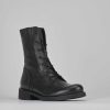 Mujer Barca | Botas Militares Tacon 2 Cm Cuero Negro