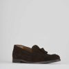 Hombre Barca | Mocasines Tacon 2 Cm Ante Marron Oscuro