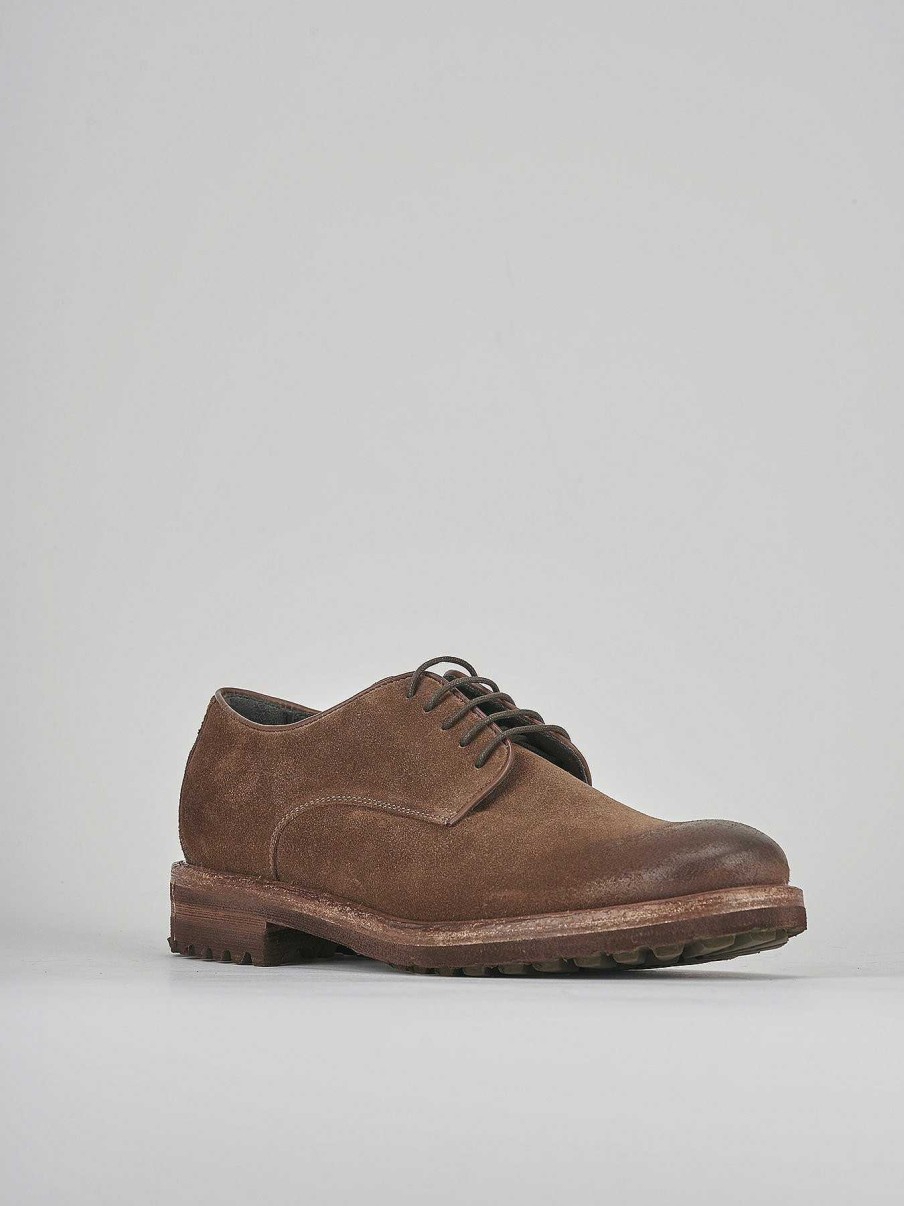 Hombre Barca | Zapatos Con Cordones Ante Marron