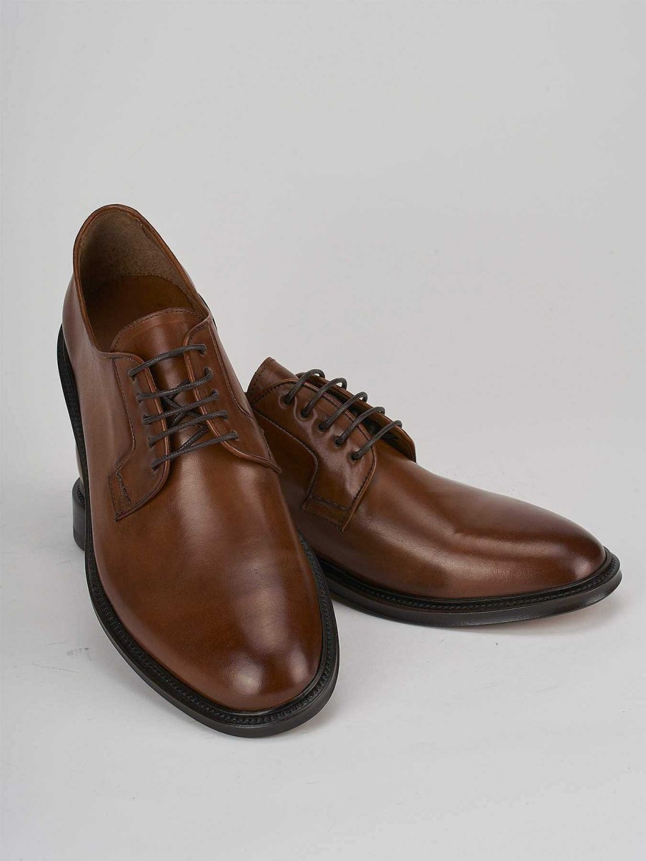 Hombre Barca | Zapatos Con Cordones Tacon 1 Cm Piel Marron