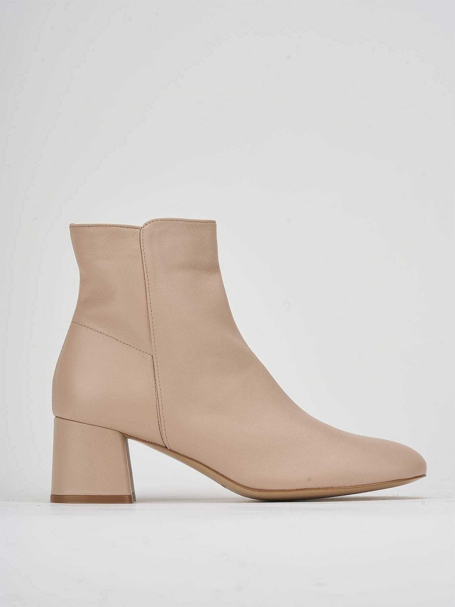 Mujer Barca | Botines Tacon Tacon 5 Cm Piel Beige