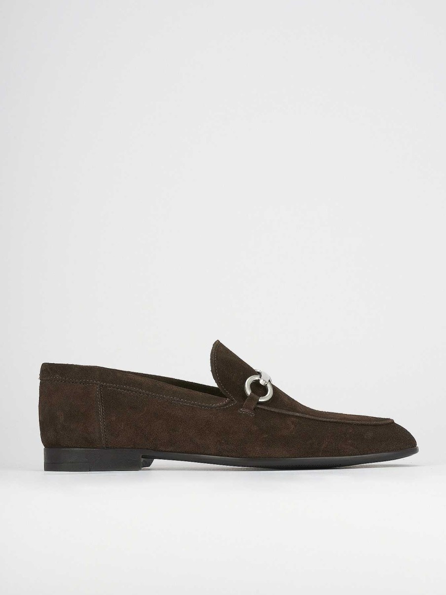 Hombre Barca | Mocasin Gamuza Marron Oscuro