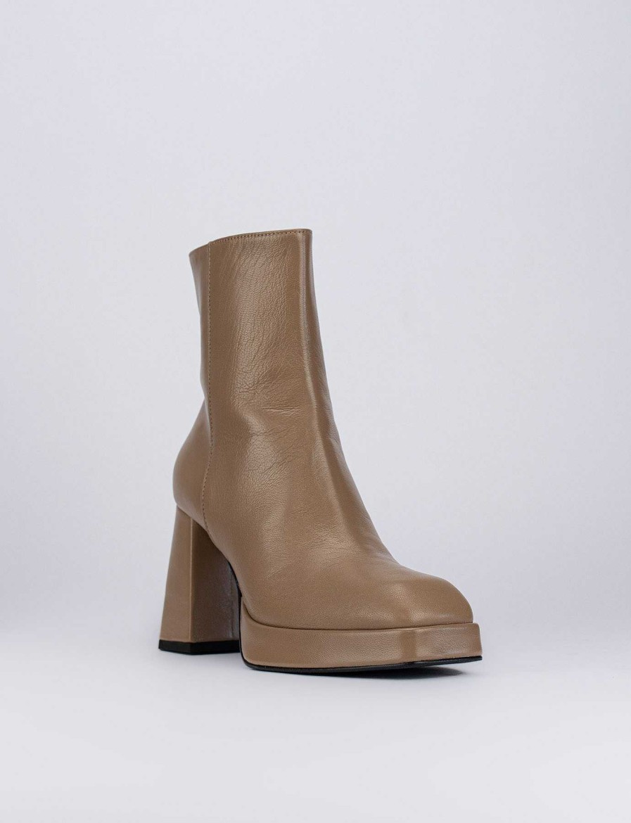 Mujer Barca | Botines Tacon Tacon 10 Cm Piel Beige