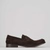 Hombre Barca | Mocasin Tacon 1 Cm Ante Marron Oscuro.