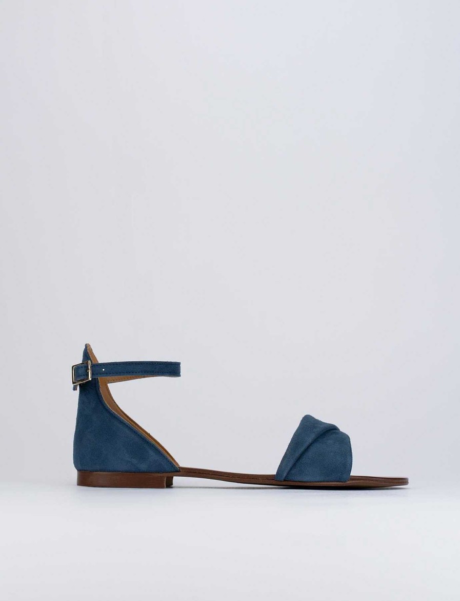 Mujer Barca | Sandalias Tacon Bajo Tacon 1 Cm Gamuza Azul