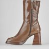 Mujer Barca | Botines Tacon Tacon 8 Cm Piel Marron