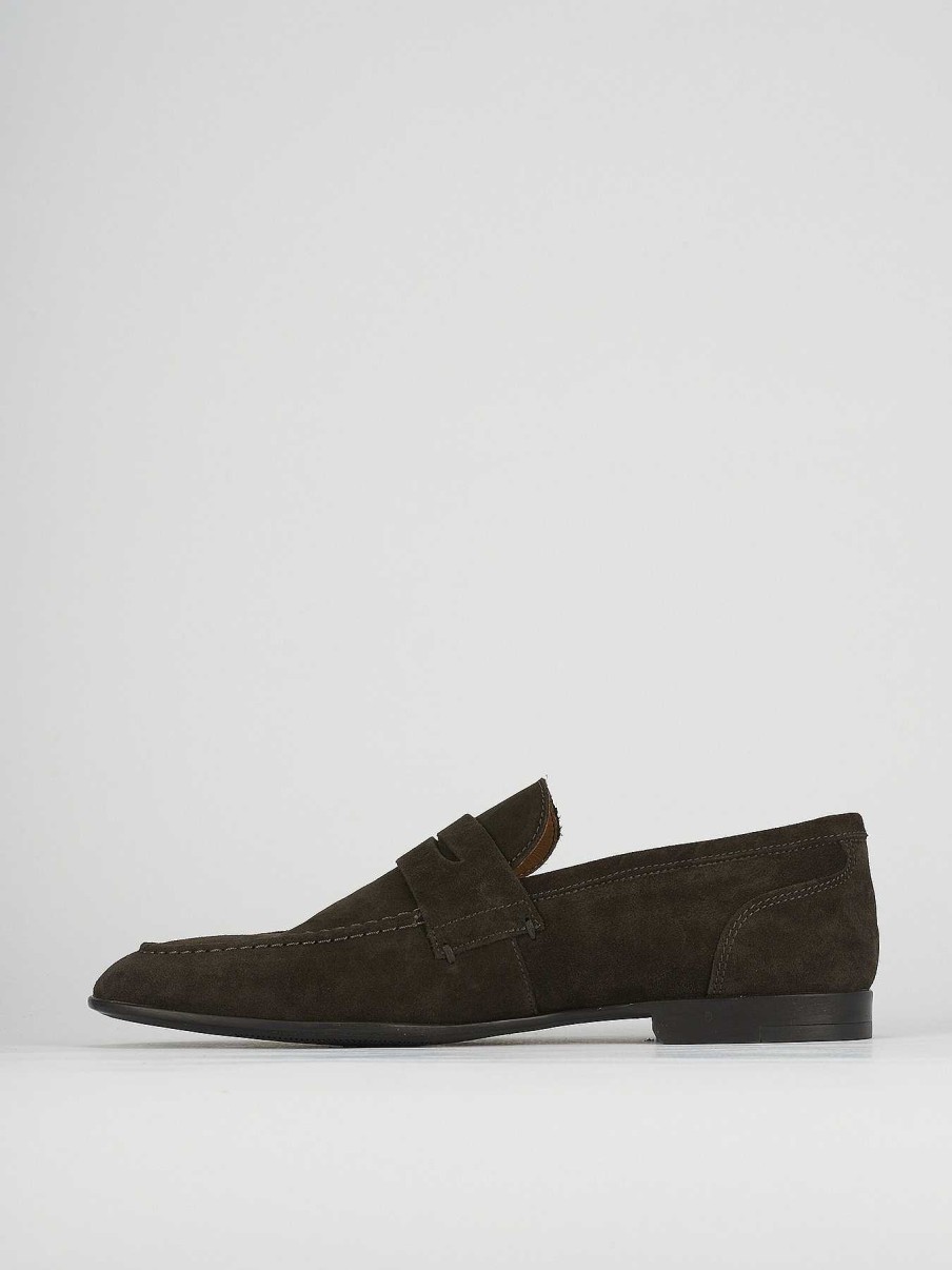 Hombre Barca | Mocasin Gamuza Marron Oscuro