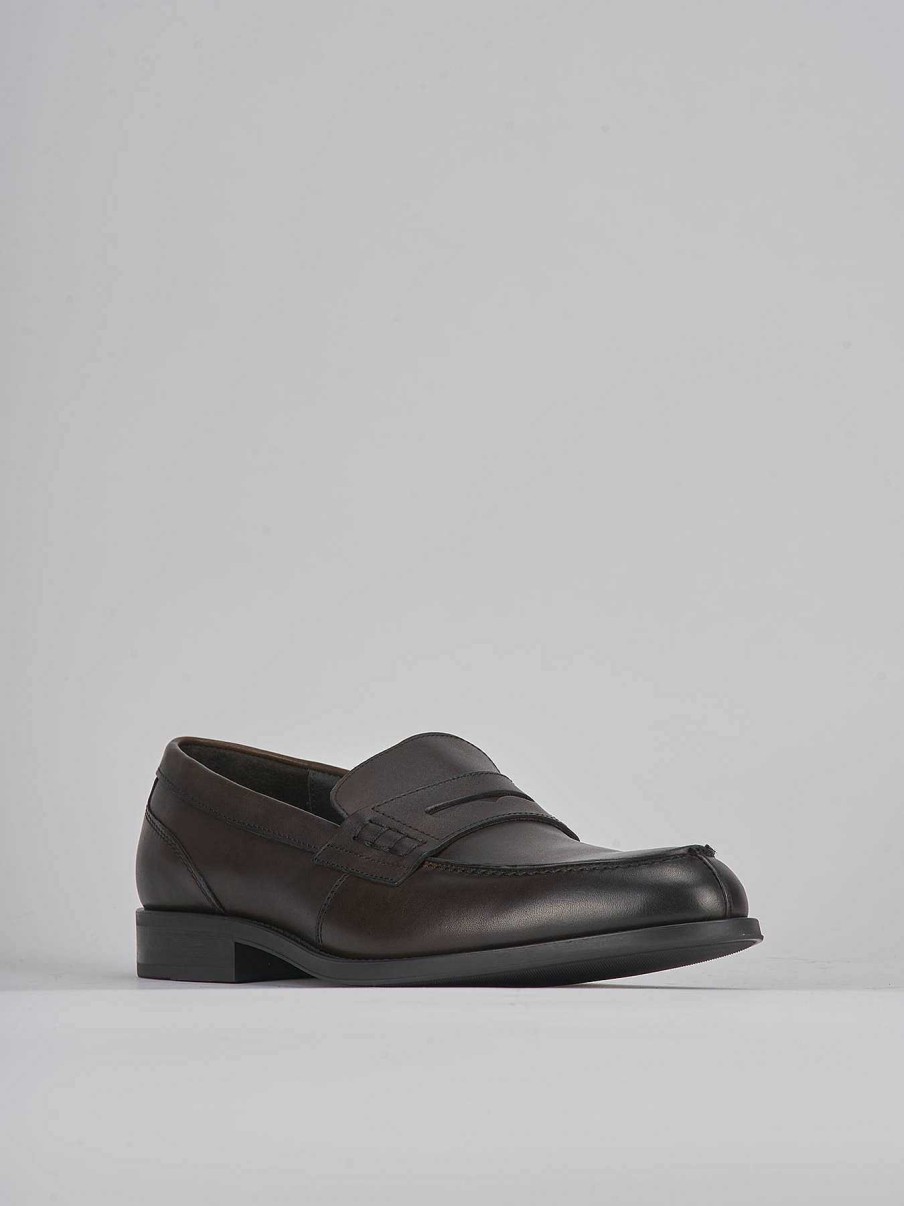 Hombre Barca | Mocasines Piel Marron Oscuro