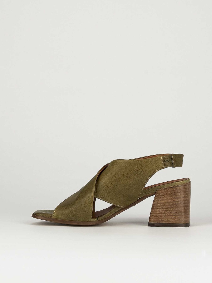 Mujer Barca | Sandalias De Tacon Tacon 7 Cm Piel Verde